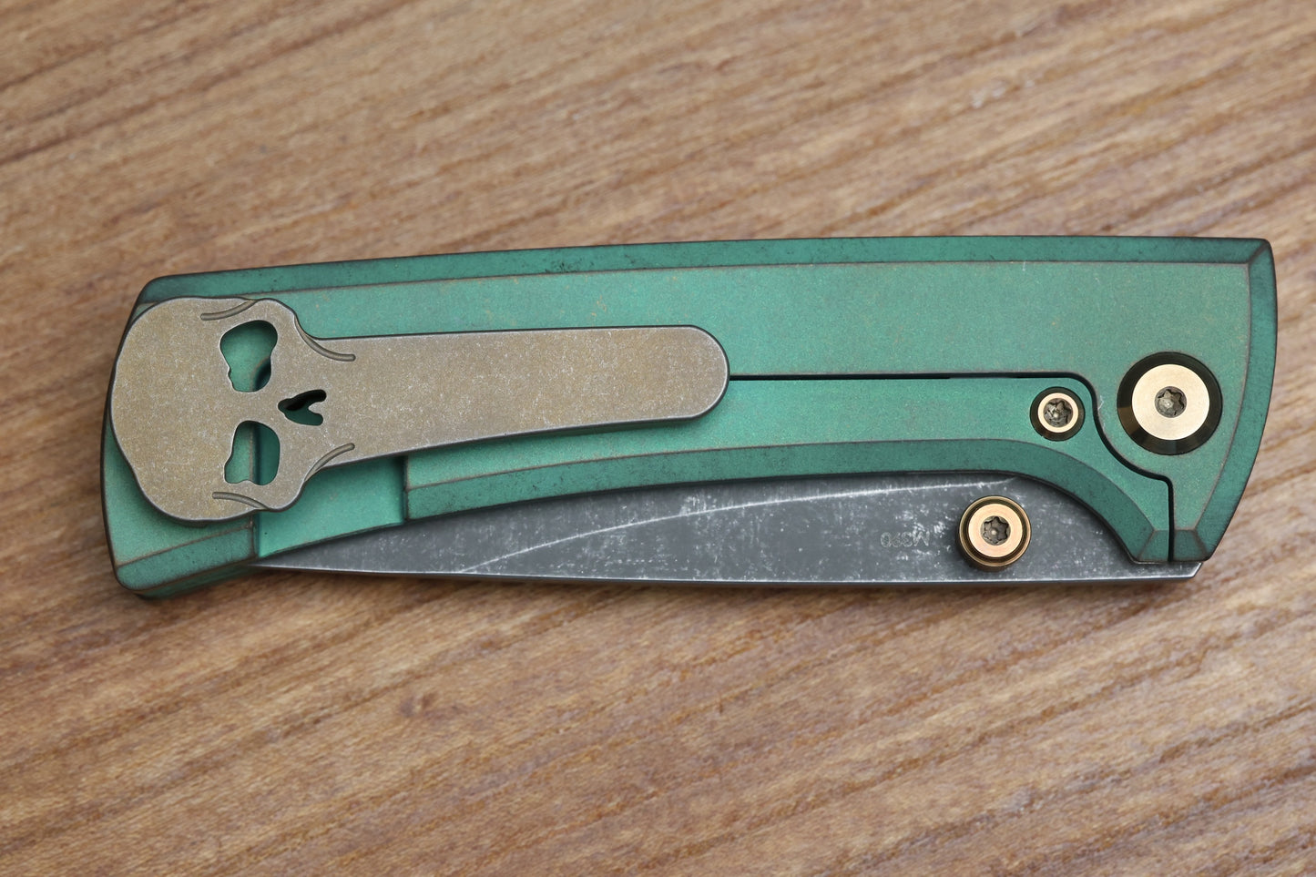 CHAVES KNIVES RCK9 GREEN DRAGON SCALE TITANIUM 3.25" DROP POINT BATTLE FINISH
