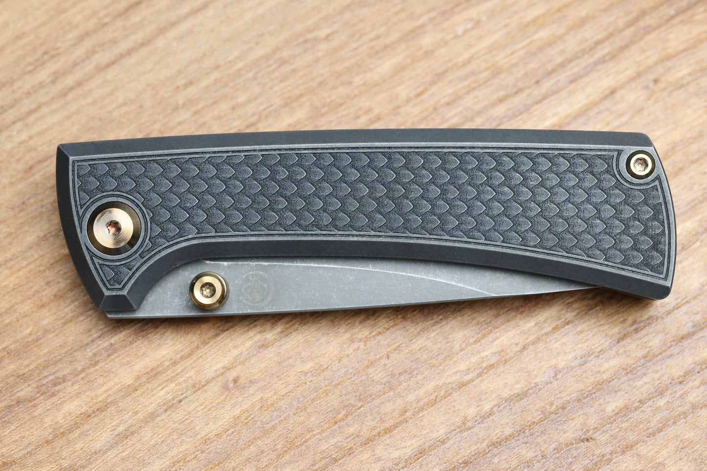 CHAVES KNIVES RCK9 BLACK DRAGON SCALE TITANIUM 3.25" DROP POINT BATTLE FINISH