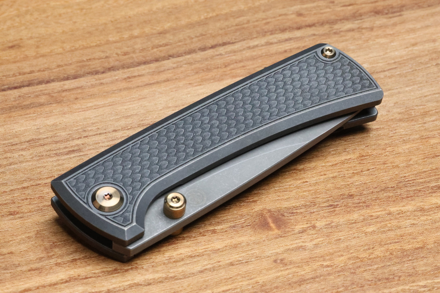 CHAVES KNIVES RCK9 BLACK DRAGON SCALE TITANIUM 3.25" DROP POINT BATTLE FINISH