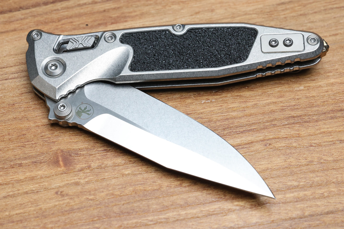 MICROTECH MARFIONE SELECT SOCOM RAM-LOK SPEAR POINT STONEWASH TITANIUM TEXTURED INLAY W/ BRONZE TI ACCENT 160RL-10SMS2
