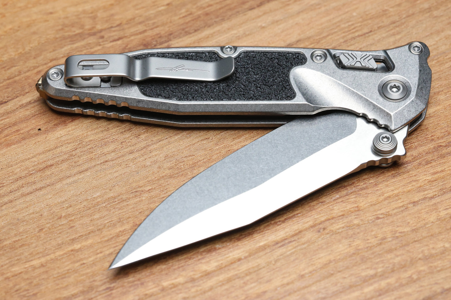 MICROTECH MARFIONE SELECT SOCOM RAM-LOK SPEAR POINT STONEWASH TITANIUM TEXTURED INLAY W/ BRONZE TI ACCENT 160RL-10SMS2