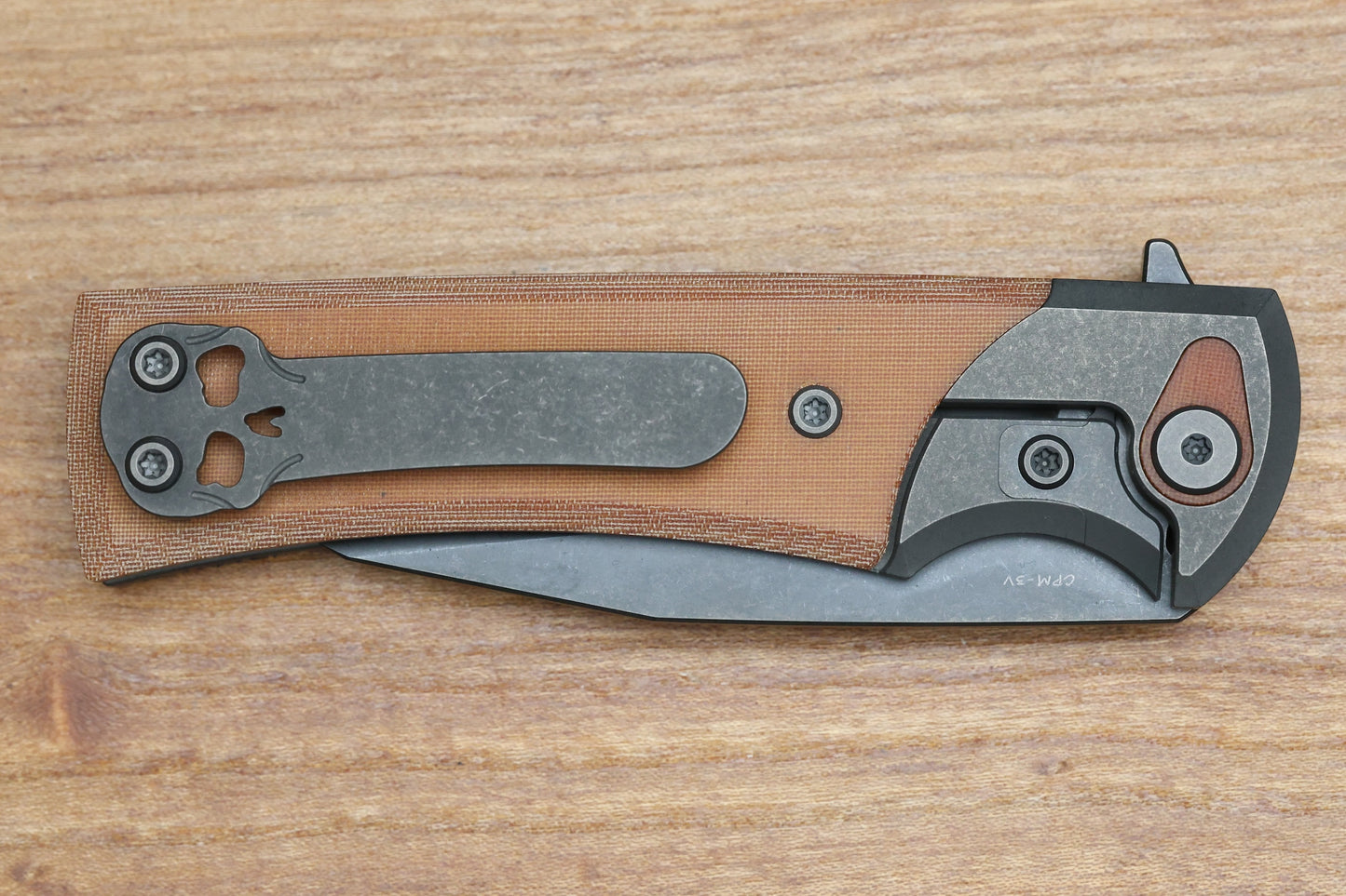 CHAVES KNIVES SANGRE STREET INTEGRAL NATURAL LINEN PVD CPM 3V WHARNCLIFFE BLADE