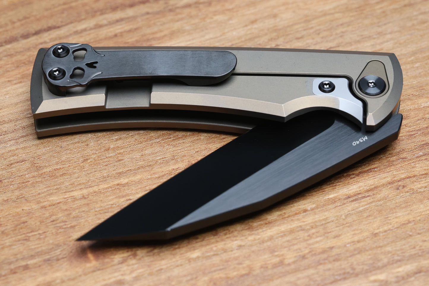 CHAVES KNIVES SANGRE STREET INTEGRAL PVD BRONZE ANO CHISEL GRIND M390 WHARNCLIFFE BLADE