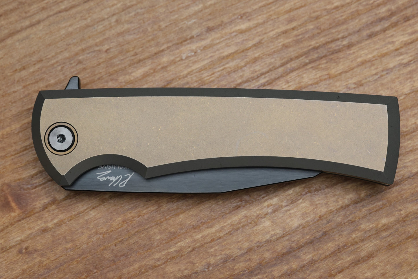 CHAVES KNIVES SANGRE STREET INTEGRAL PVD BRONZE ANO CHISEL GRIND M390 WHARNCLIFFE BLADE