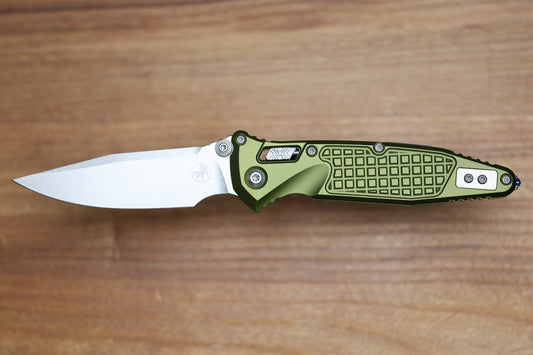 MICROTECH SOCOM RAM-LOK W/ OD GREEN ALUMINUM FRAG HANDLES & S/E STONEWASH M390MK 160RL-10FROD