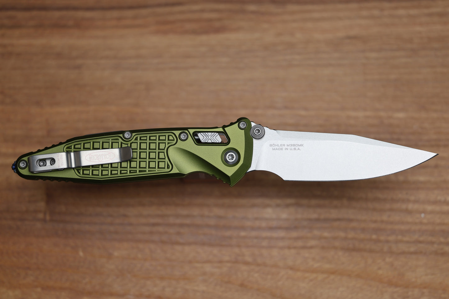 MICROTECH SOCOM RAM-LOK W/ OD GREEN ALUMINUM FRAG HANDLES & S/E STONEWASH M390MK 160RL-10FROD