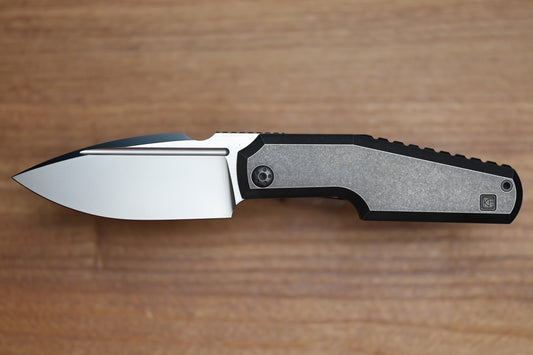 CUSTOM KNIFE FACTORY GTK ELEMENTAK W/ BLACKWASH TITANIUM HANDLES & M398