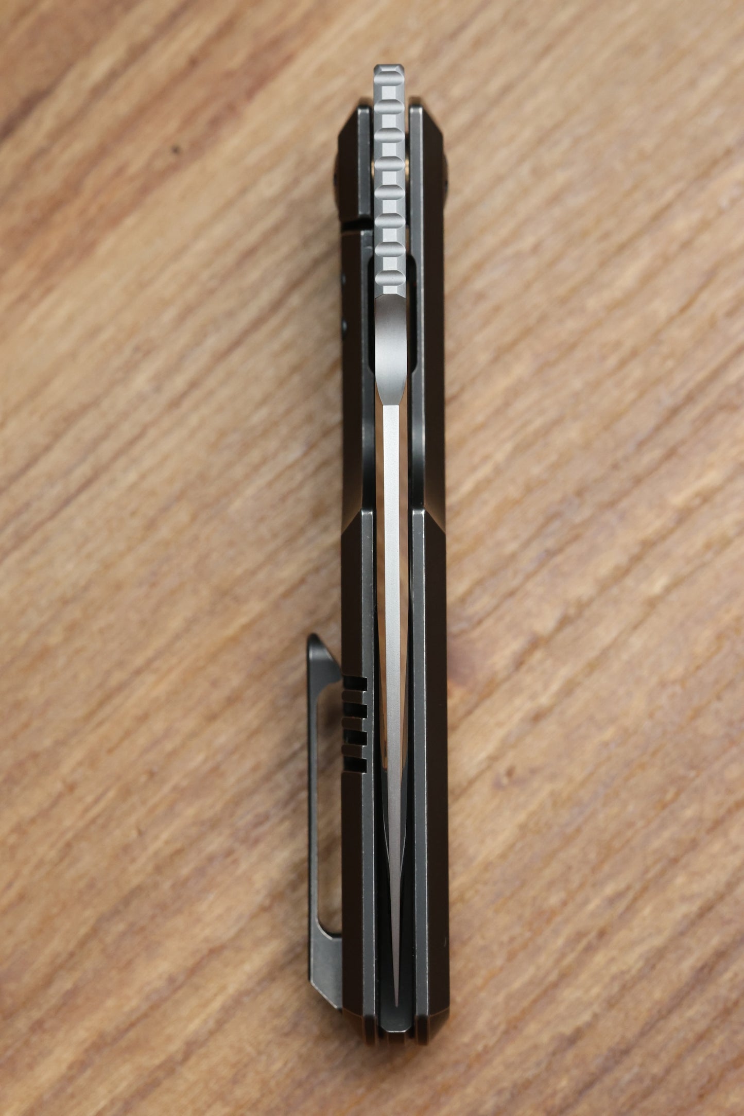 CUSTOM KNIFE FACTORY GTK ELEMENTAK W/ BLACKWASH TITANIUM HANDLES & M398