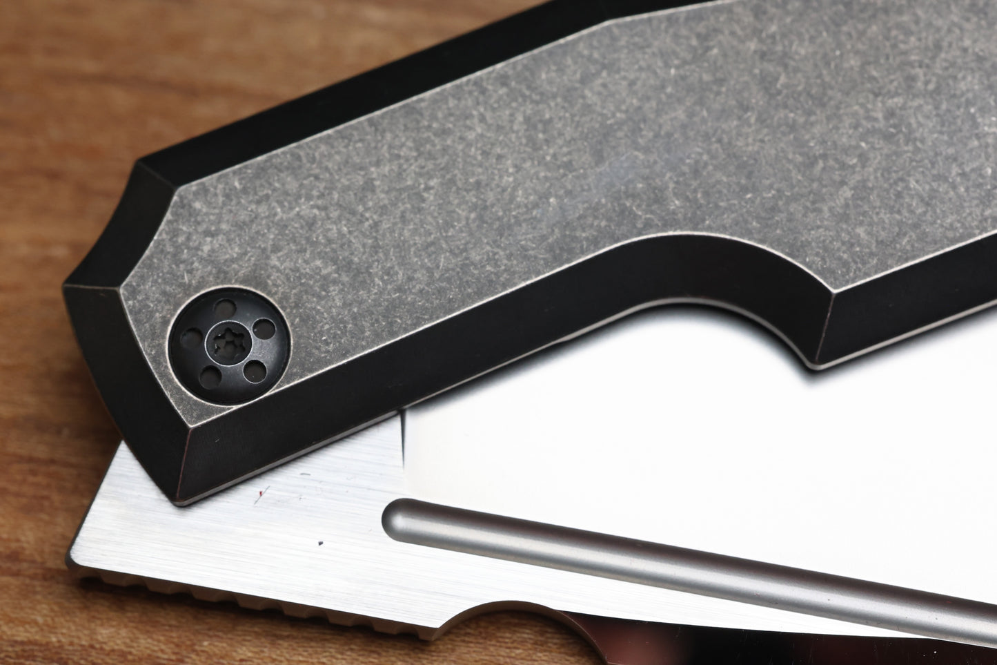 CUSTOM KNIFE FACTORY GTK ELEMENTAK W/ BLACKWASH TITANIUM HANDLES & M398