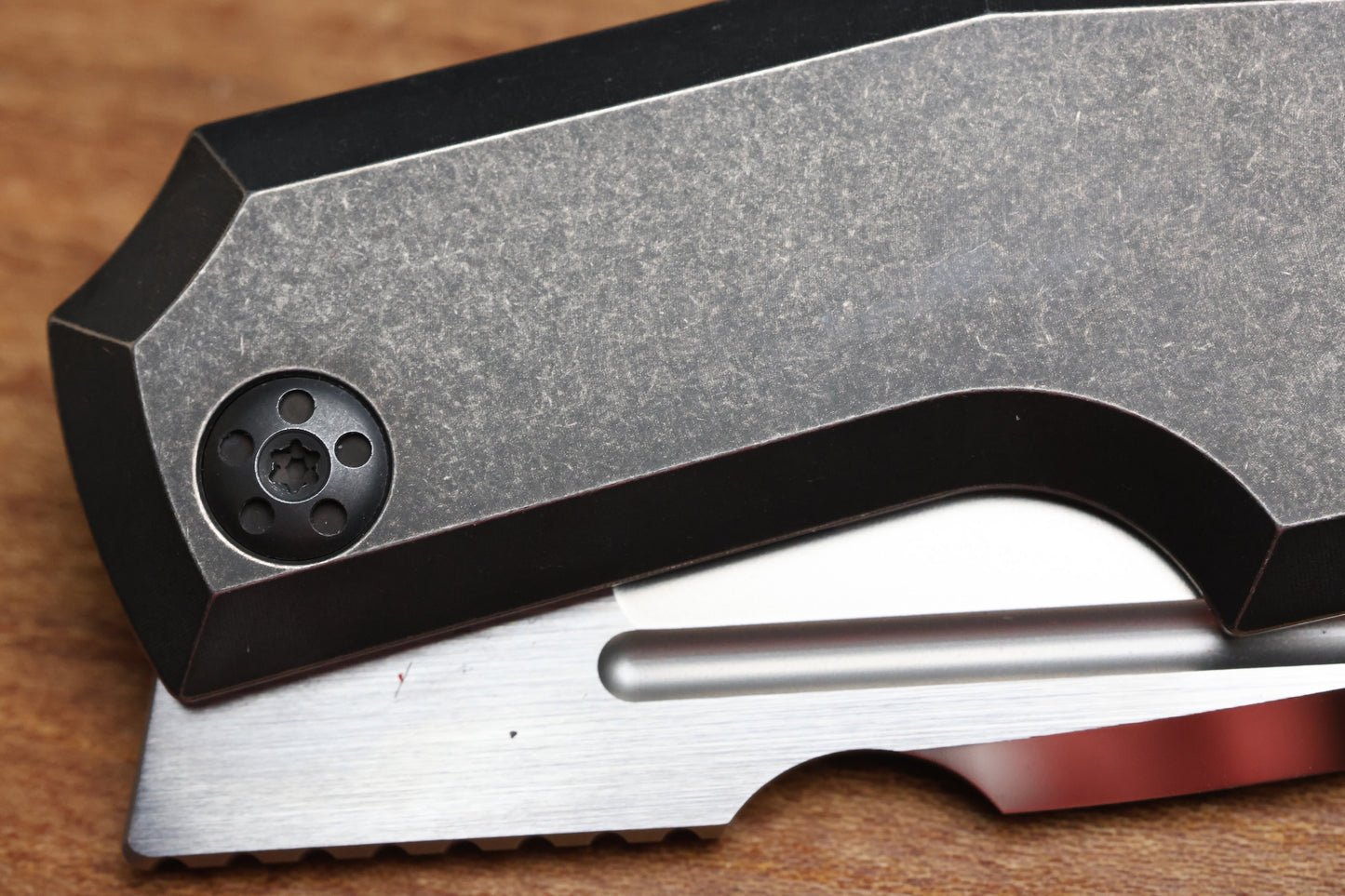 CUSTOM KNIFE FACTORY GTK ELEMENTAK W/ BLACKWASH TITANIUM HANDLES & M398