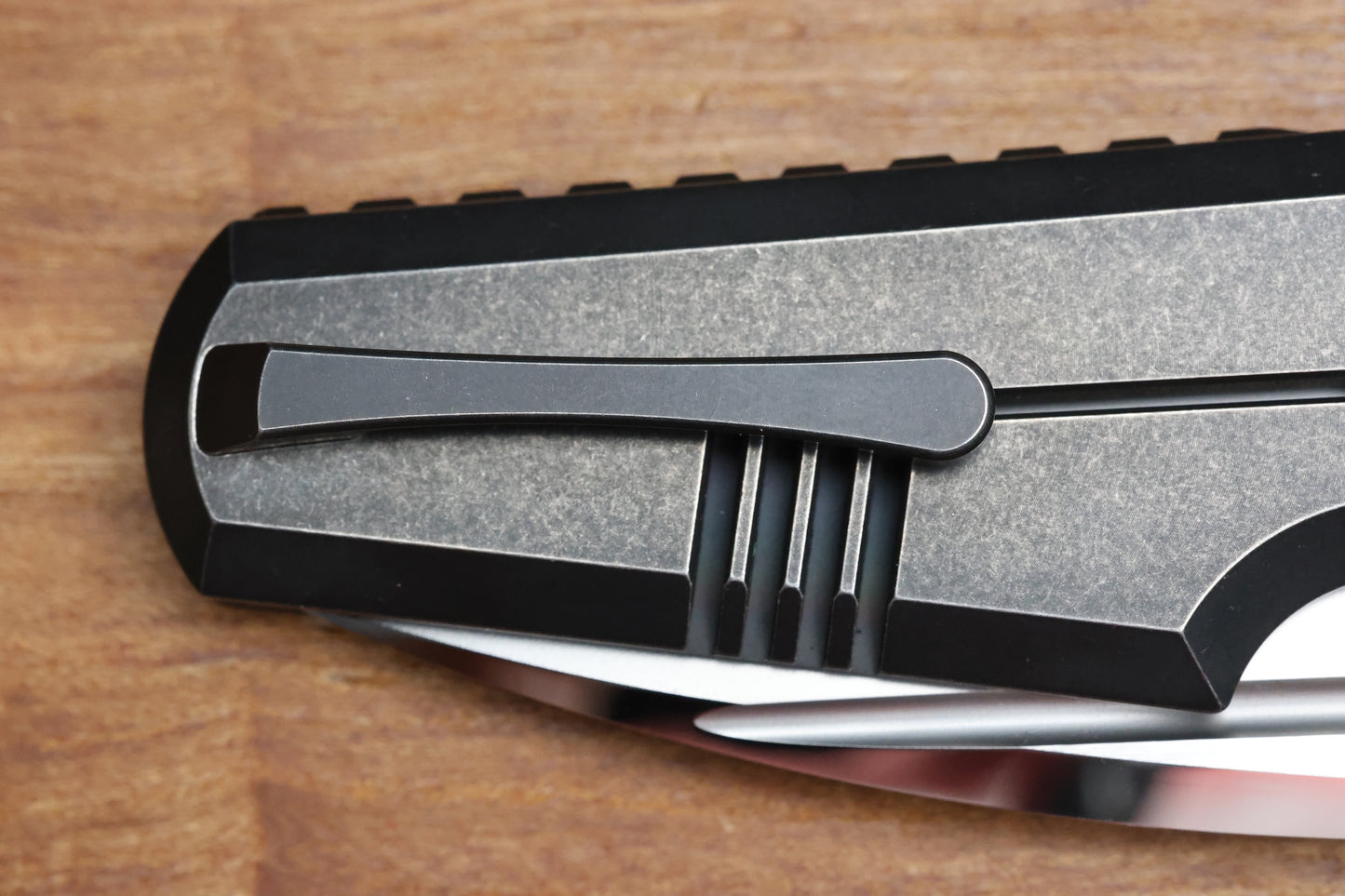 CUSTOM KNIFE FACTORY GTK ELEMENTAK W/ BLACKWASH TITANIUM HANDLES & M398