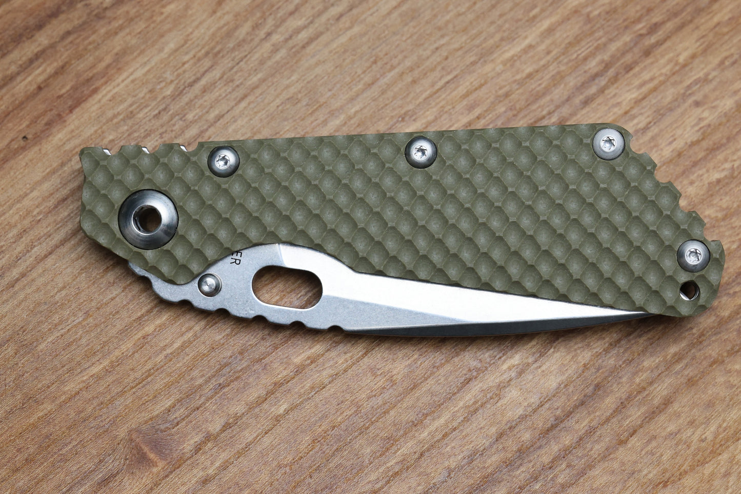 STRIDER KNIVES SMF DGG - TITANIUM/OD GREEN G10 HANDLE - DROP POINT MAGNACUT BLADE