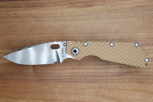 STRIDER KNIVES SMF DGG - TITANIUM/COYOTE TAN G10 HANDLE - DROP POINT MAGNACUT BLADE