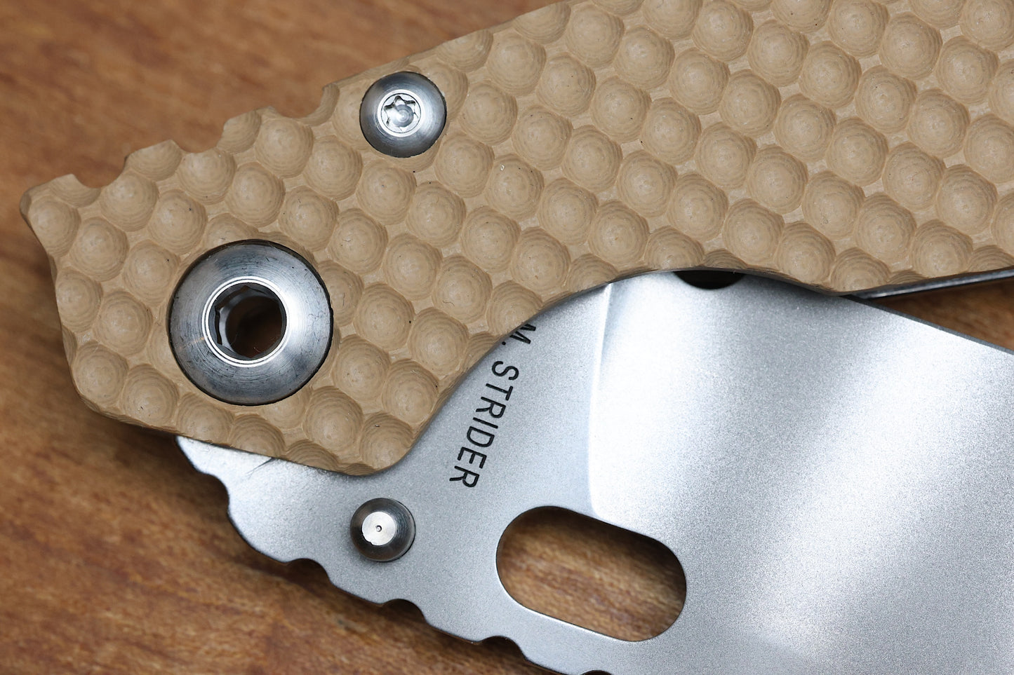 STRIDER KNIVES SMF DGG - TITANIUM/COYOTE TAN G10 HANDLE - DROP POINT MAGNACUT BLADE