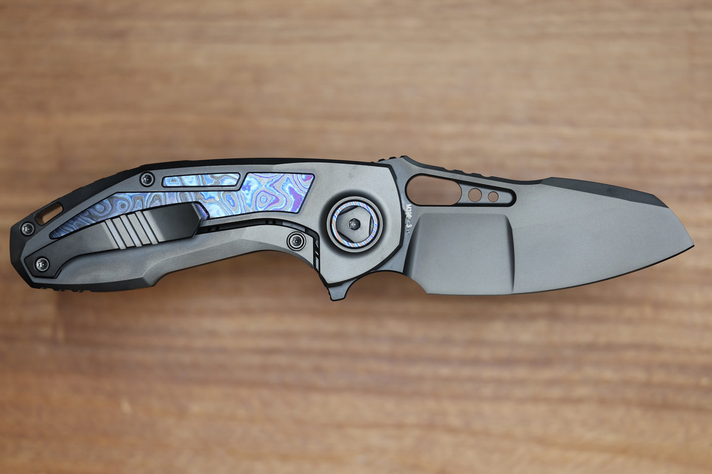 CUSTOM KNIFE FACTORY PEACEDUKE 2.0 DLC TITANIUM W/ZIRCUTI INSERTS M398 BLADE