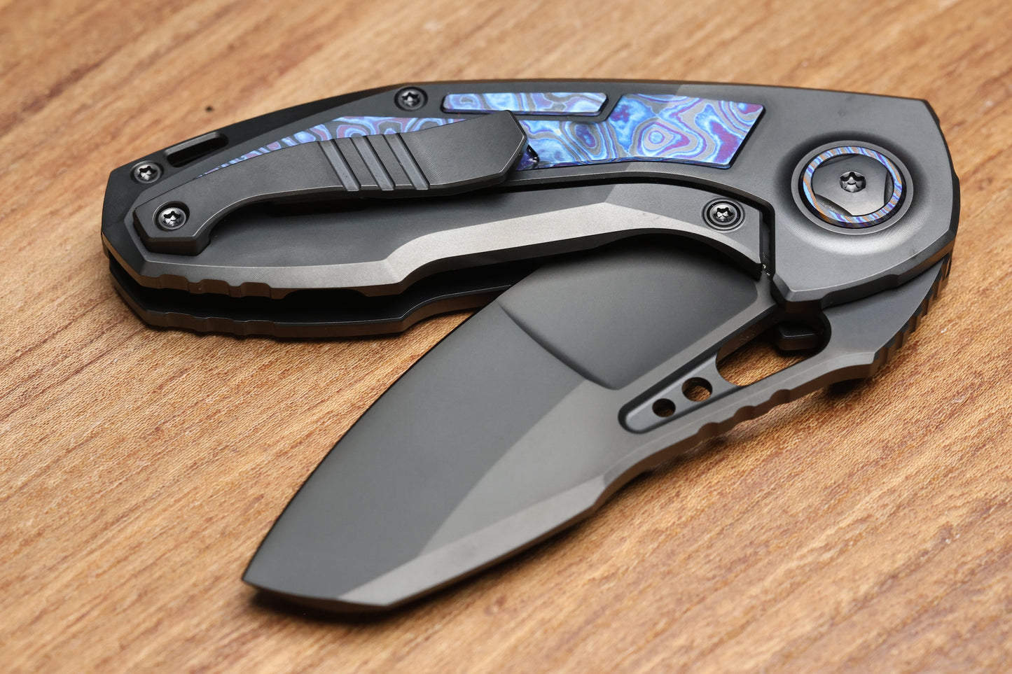 CUSTOM KNIFE FACTORY PEACEDUKE 2.0 DLC TITANIUM W/ZIRCUTI INSERTS M398 BLADE