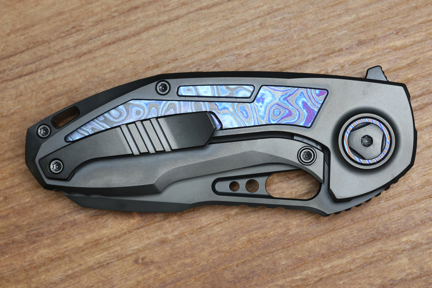 CUSTOM KNIFE FACTORY PEACEDUKE 2.0 DLC TITANIUM W/ZIRCUTI INSERTS M398 BLADE