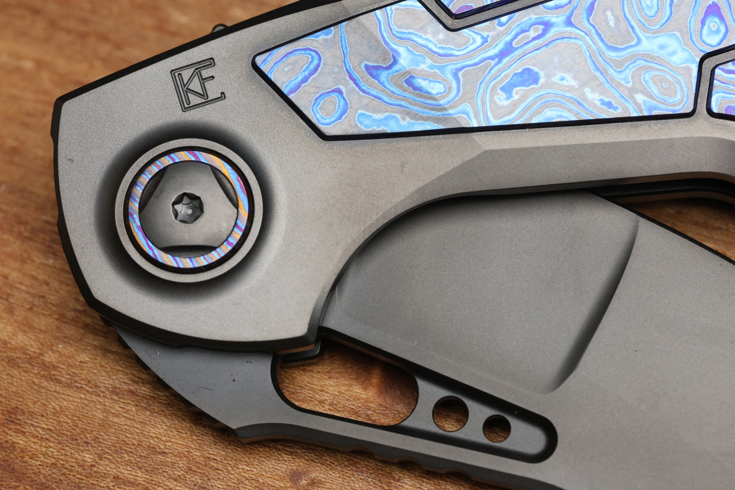 CUSTOM KNIFE FACTORY PEACEDUKE 2.0 DLC TITANIUM W/ZIRCUTI INSERTS M398 BLADE