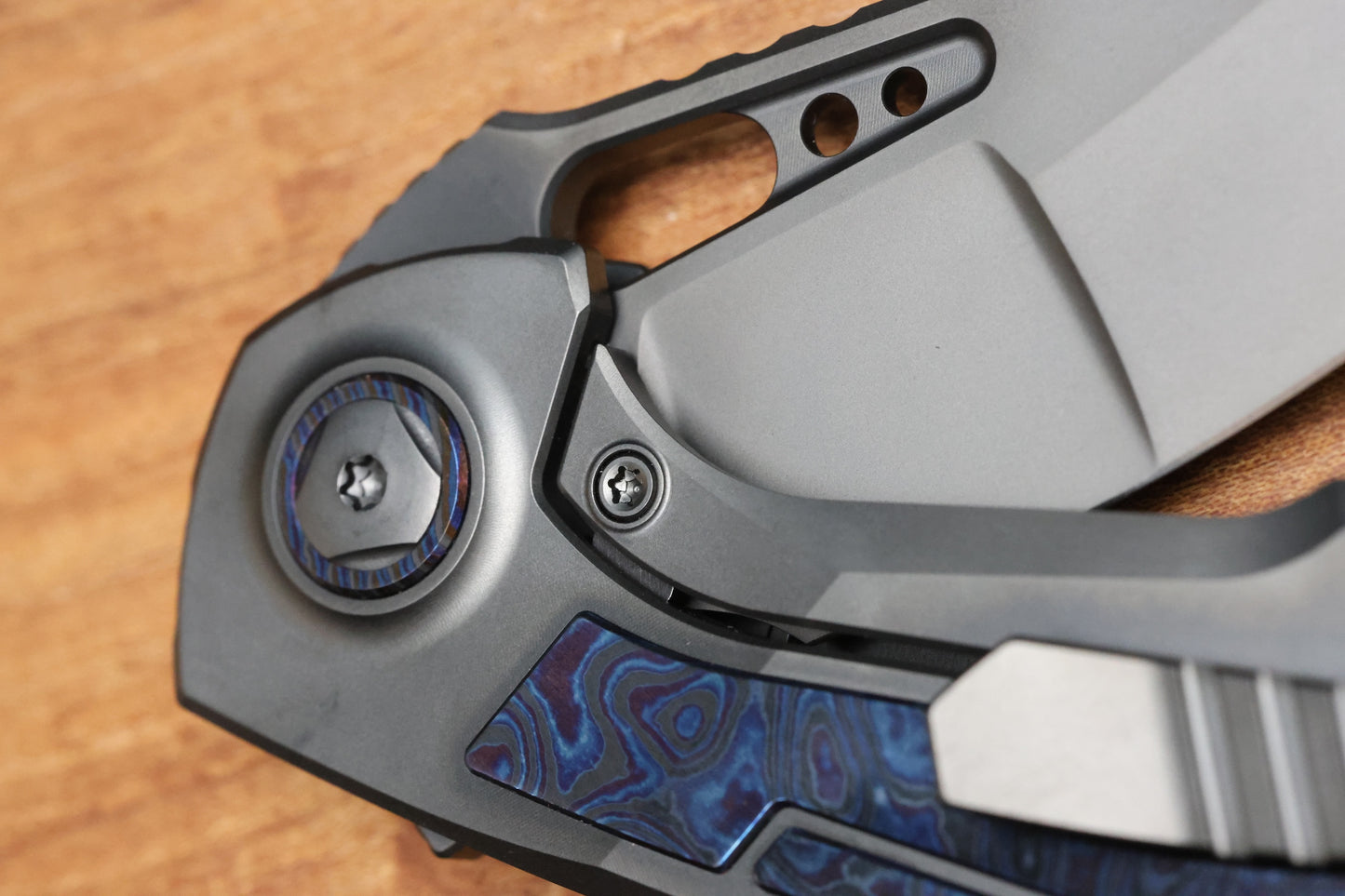 CUSTOM KNIFE FACTORY PEACEDUKE 2.0 DLC TITANIUM W/ZIRCUTI INSERTS M398 BLADE