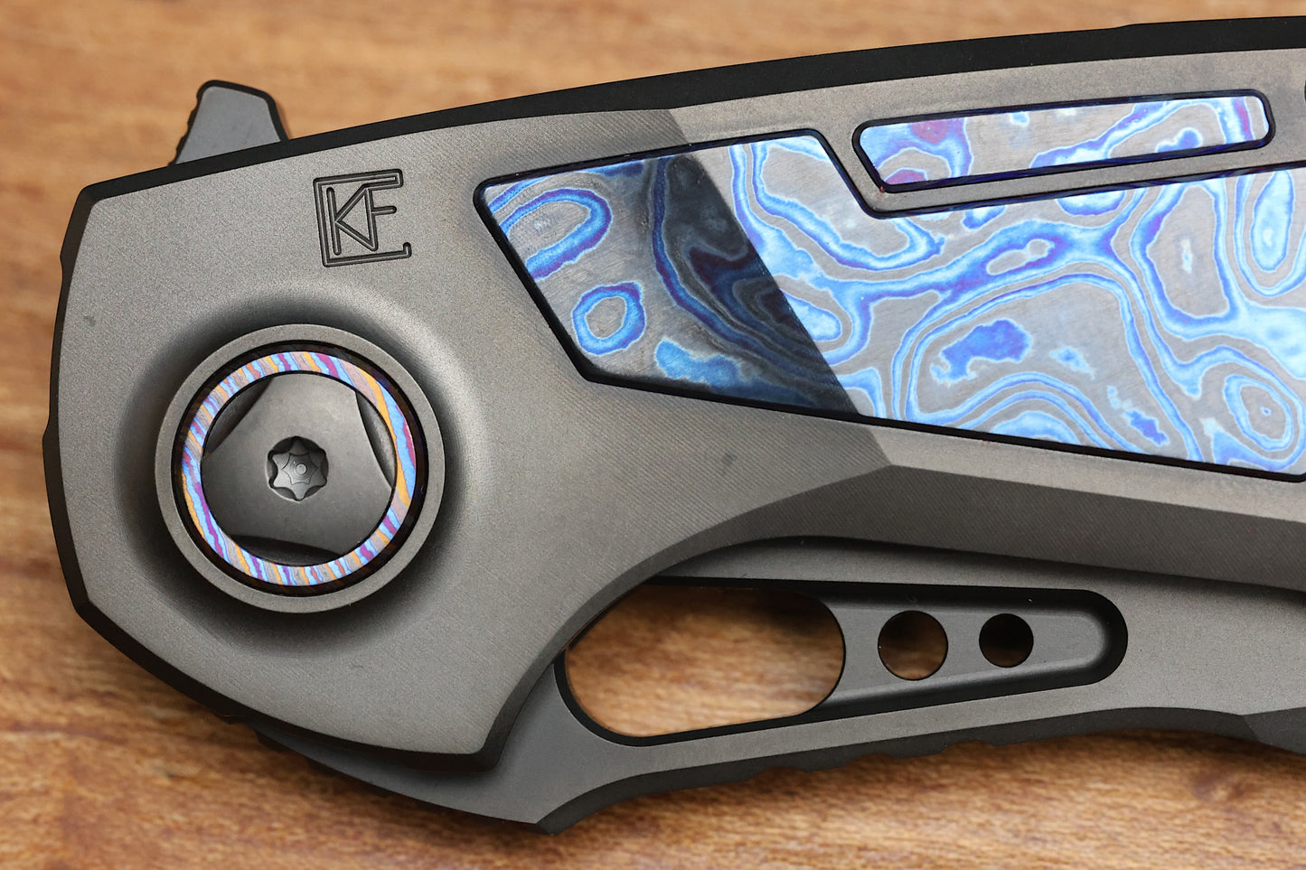 CUSTOM KNIFE FACTORY PEACEDUKE 2.0 DLC TITANIUM W/ZIRCUTI INSERTS M398 BLADE