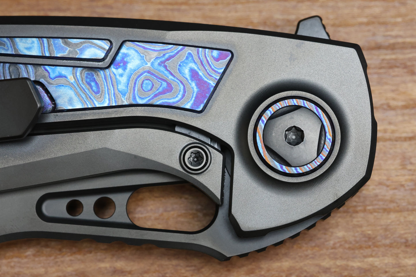 CUSTOM KNIFE FACTORY PEACEDUKE 2.0 DLC TITANIUM W/ZIRCUTI INSERTS M398 BLADE