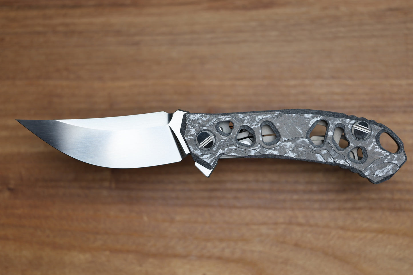 ALEXEY KONYGIN NEW GEN BARMAGLOT CUSTOM WHITE CARBOTI AND TITANIUM HANDLES M398 HAND SATIN BLADE (PREOWNED)