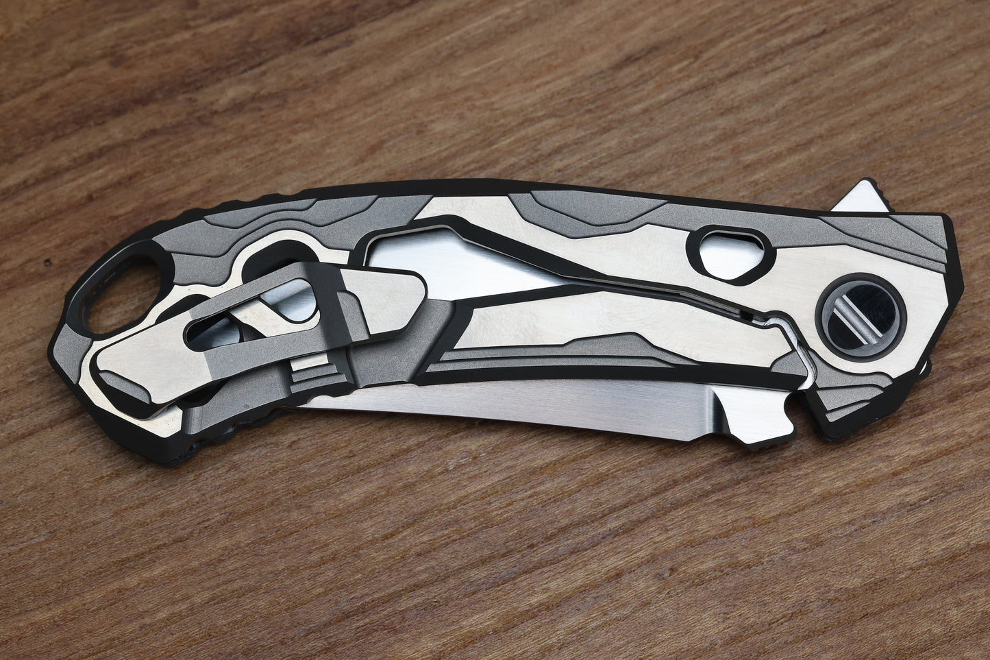 ALEXEY KONYGIN NEW GEN BARMAGLOT CUSTOM WHITE CARBOTI AND TITANIUM HANDLES M398 HAND SATIN BLADE (PREOWNED)