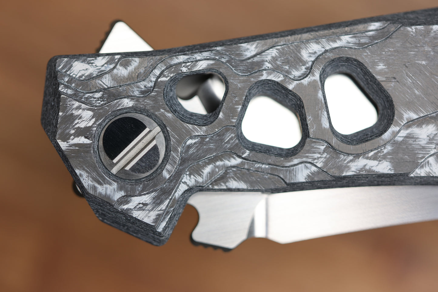 ALEXEY KONYGIN NEW GEN BARMAGLOT CUSTOM WHITE CARBOTI AND TITANIUM HANDLES M398 HAND SATIN BLADE (PREOWNED)