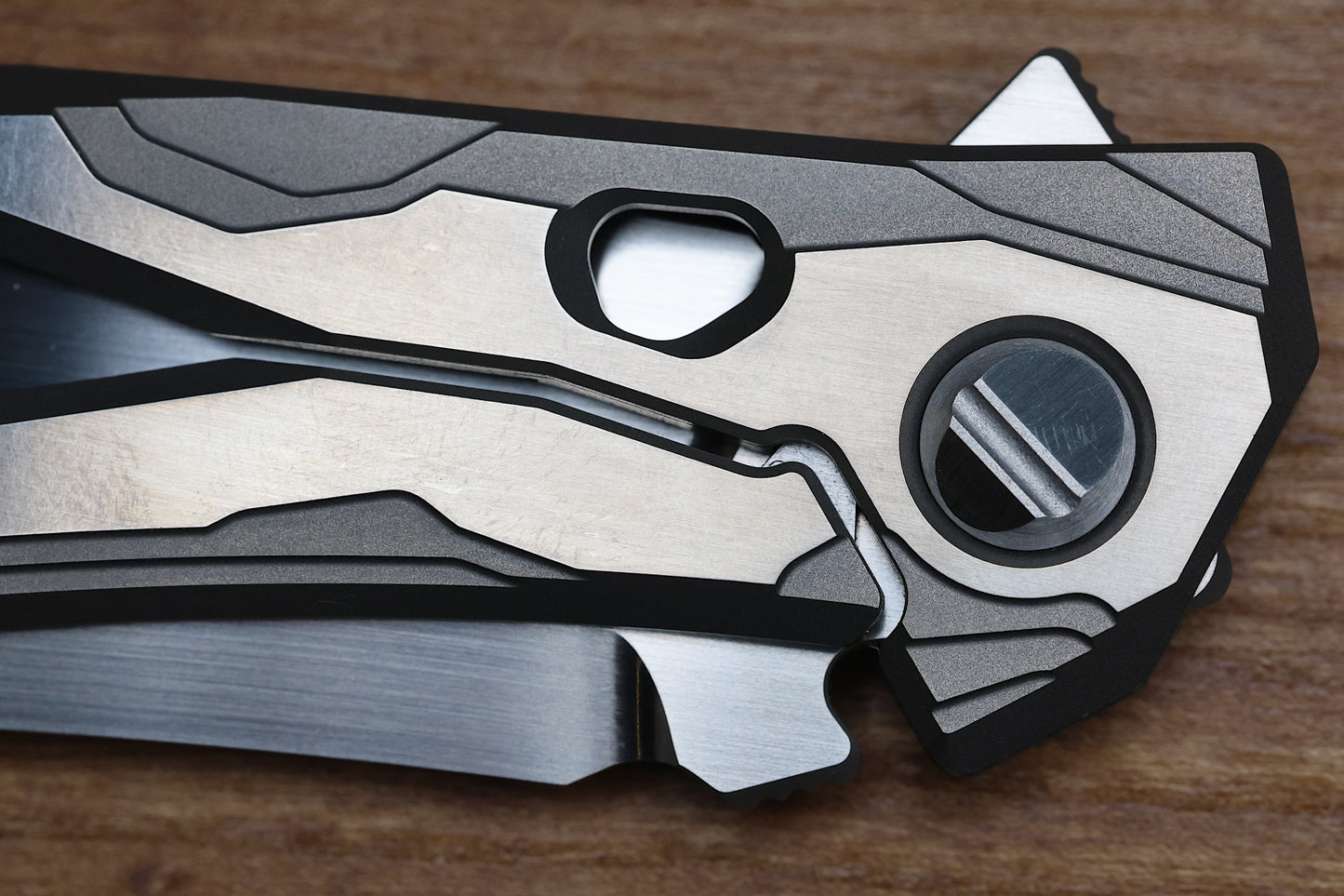 ALEXEY KONYGIN NEW GEN BARMAGLOT CUSTOM WHITE CARBOTI AND TITANIUM HANDLES M398 HAND SATIN BLADE (PREOWNED)