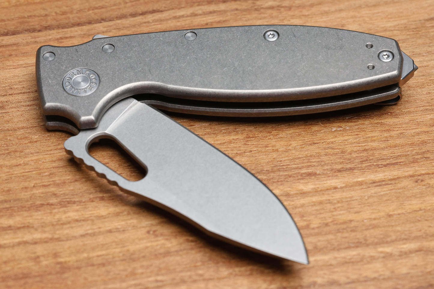 DEMKO KNIVES SHARK-A-TAC SMOOTH TITANIUM HANDLES W/ SPIKE BREAKER & MAGNACUT