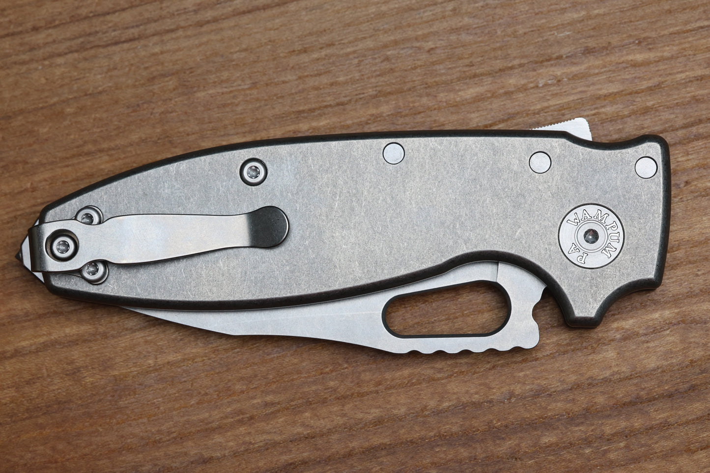 DEMKO KNIVES SHARK-A-TAC SMOOTH TITANIUM HANDLES W/ SPIKE BREAKER & MAGNACUT