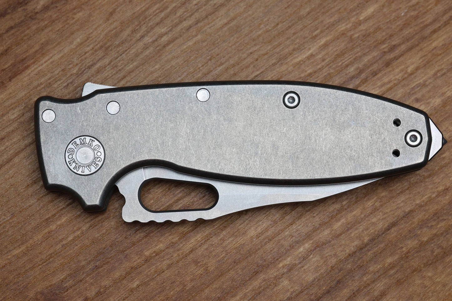 DEMKO KNIVES SHARK-A-TAC SMOOTH TITANIUM HANDLES W/ SPIKE BREAKER & MAGNACUT