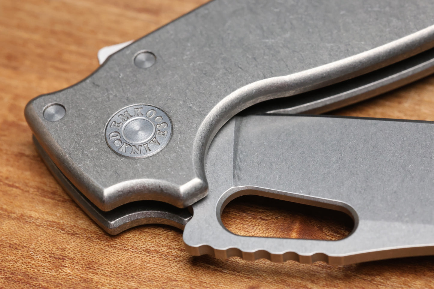 DEMKO KNIVES SHARK-A-TAC SMOOTH TITANIUM HANDLES W/ SPIKE BREAKER & MAGNACUT