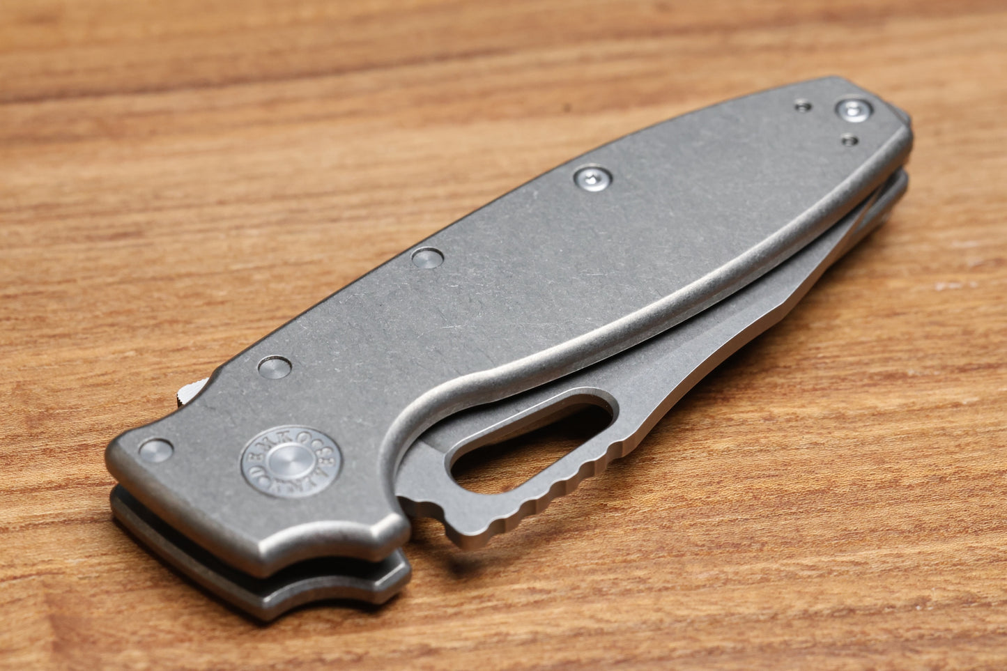 DEMKO KNIVES SHARK-A-TAC SMOOTH TITANIUM HANDLES W/ SPIKE BREAKER & MAGNACUT