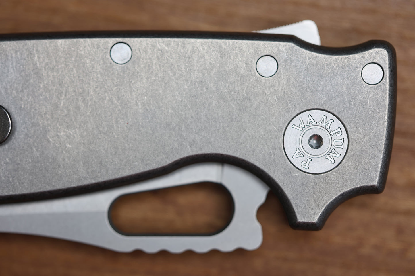 DEMKO KNIVES SHARK-A-TAC SMOOTH TITANIUM HANDLES W/ SPIKE BREAKER & MAGNACUT