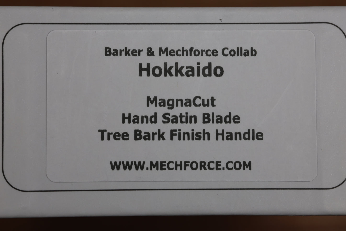 MECHFORCE & BARKER KNIVES COLLAB HOKKAIDO W/ TITANIUM TREE BARK PATTERN HANDLE & SATIN MAGNACUT