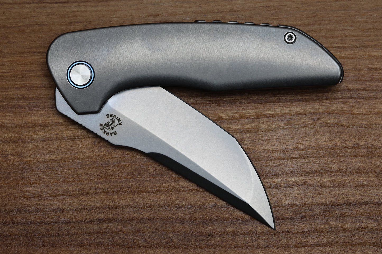 MECHFORCE & BARKER KNIVES COLLAB HOKKAIDO W/ TITANIUM HANDLES & STONEWASH MAGNACUT