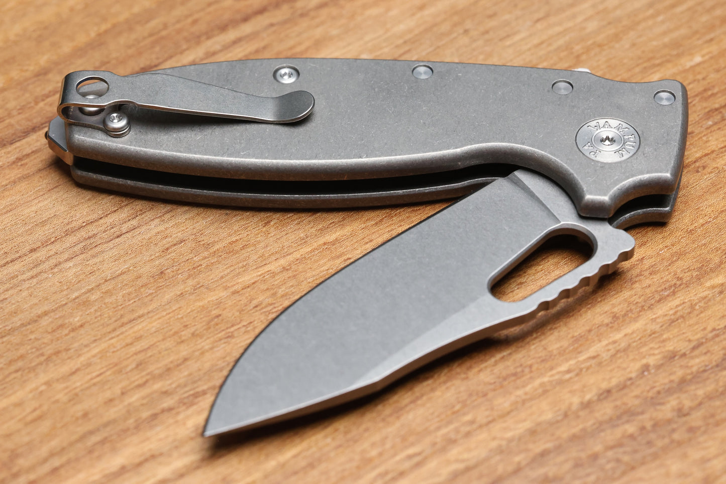 DEMKO KNIVES SHARK-A-TAC SMOOTH TITANIUM HANDLES W/ SOFT TOUCH BREAKER & MAGNACUT