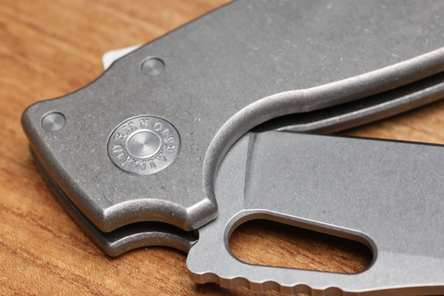 DEMKO KNIVES SHARK-A-TAC SMOOTH TITANIUM HANDLES W/ SOFT TOUCH BREAKER & MAGNACUT