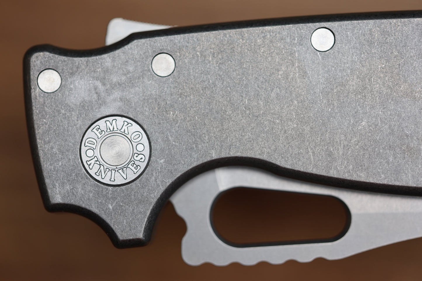 DEMKO KNIVES SHARK-A-TAC SMOOTH TITANIUM HANDLES W/ SOFT TOUCH BREAKER & MAGNACUT