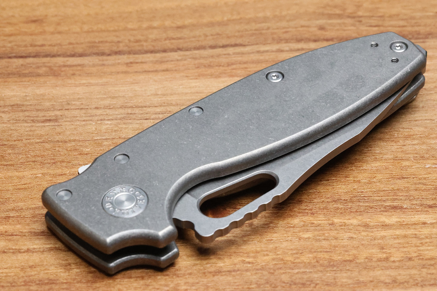 DEMKO KNIVES SHARK-A-TAC SMOOTH TITANIUM HANDLES W/ SOFT TOUCH BREAKER & MAGNACUT
