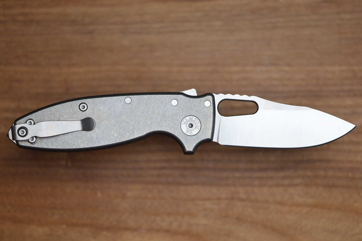 DEMKO KNIVES SHARK-A-TAC SMOOTH TITANIUM HANDLES W/ SPIKE BREAKER & TWO-TONE RAW MAGNACUT
