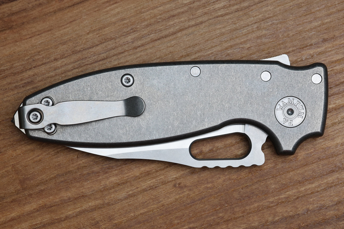 DEMKO KNIVES SHARK-A-TAC SMOOTH TITANIUM HANDLES W/ SPIKE BREAKER & TWO-TONE RAW MAGNACUT