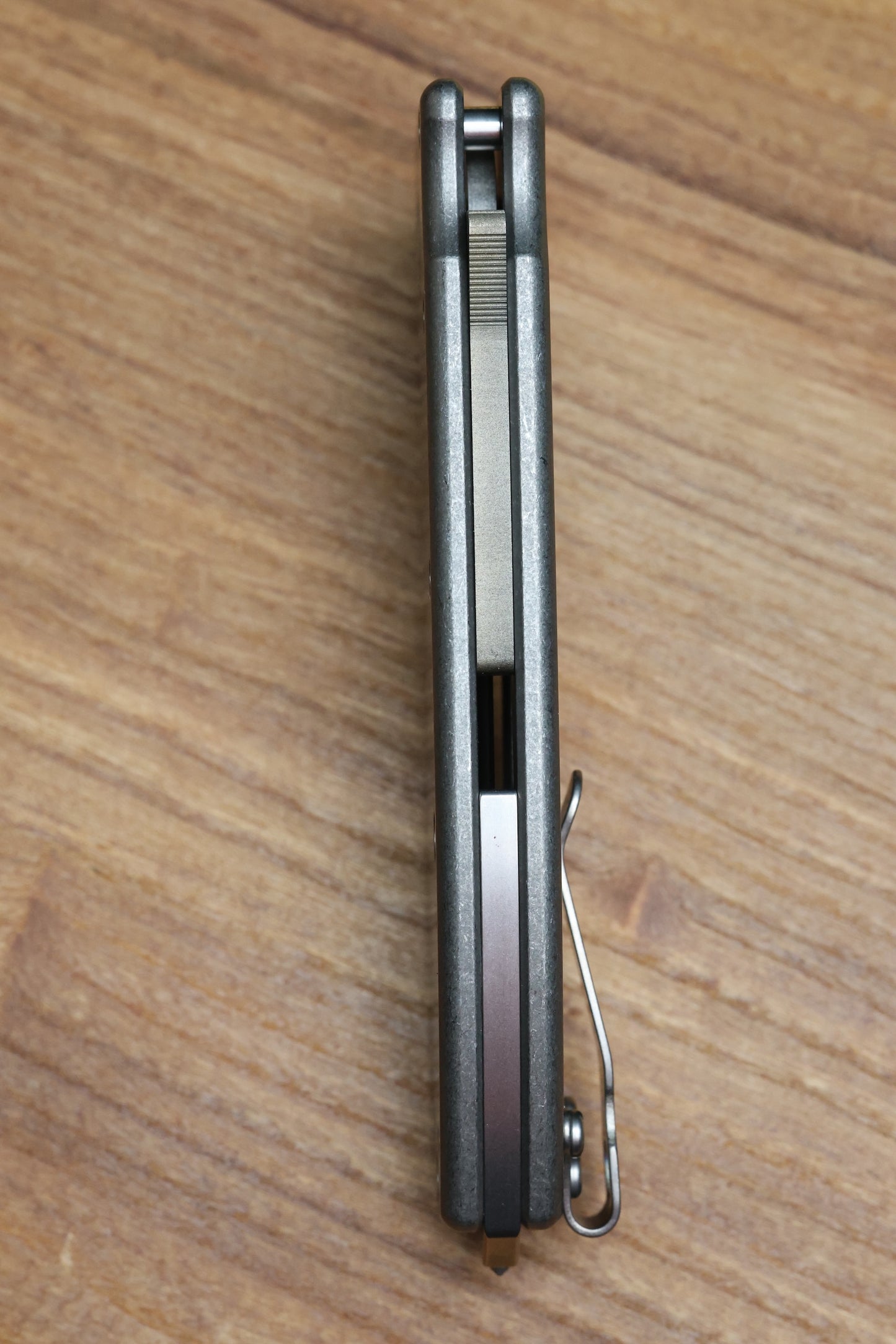 DEMKO KNIVES SHARK-A-TAC SMOOTH TITANIUM HANDLES W/ SPIKE BREAKER & TWO-TONE RAW MAGNACUT