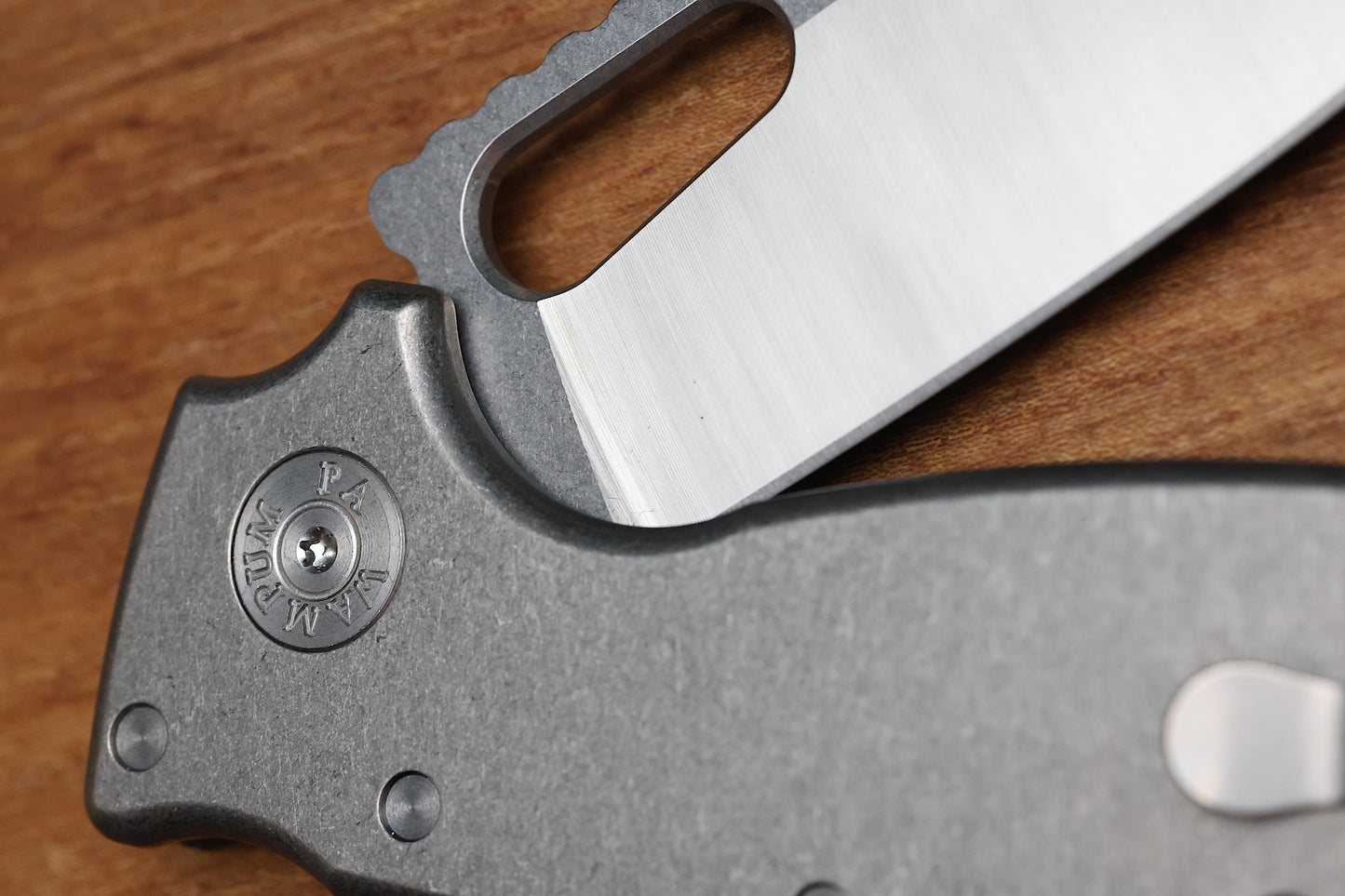 DEMKO KNIVES SHARK-A-TAC SMOOTH TITANIUM HANDLES W/ SPIKE BREAKER & TWO-TONE RAW MAGNACUT