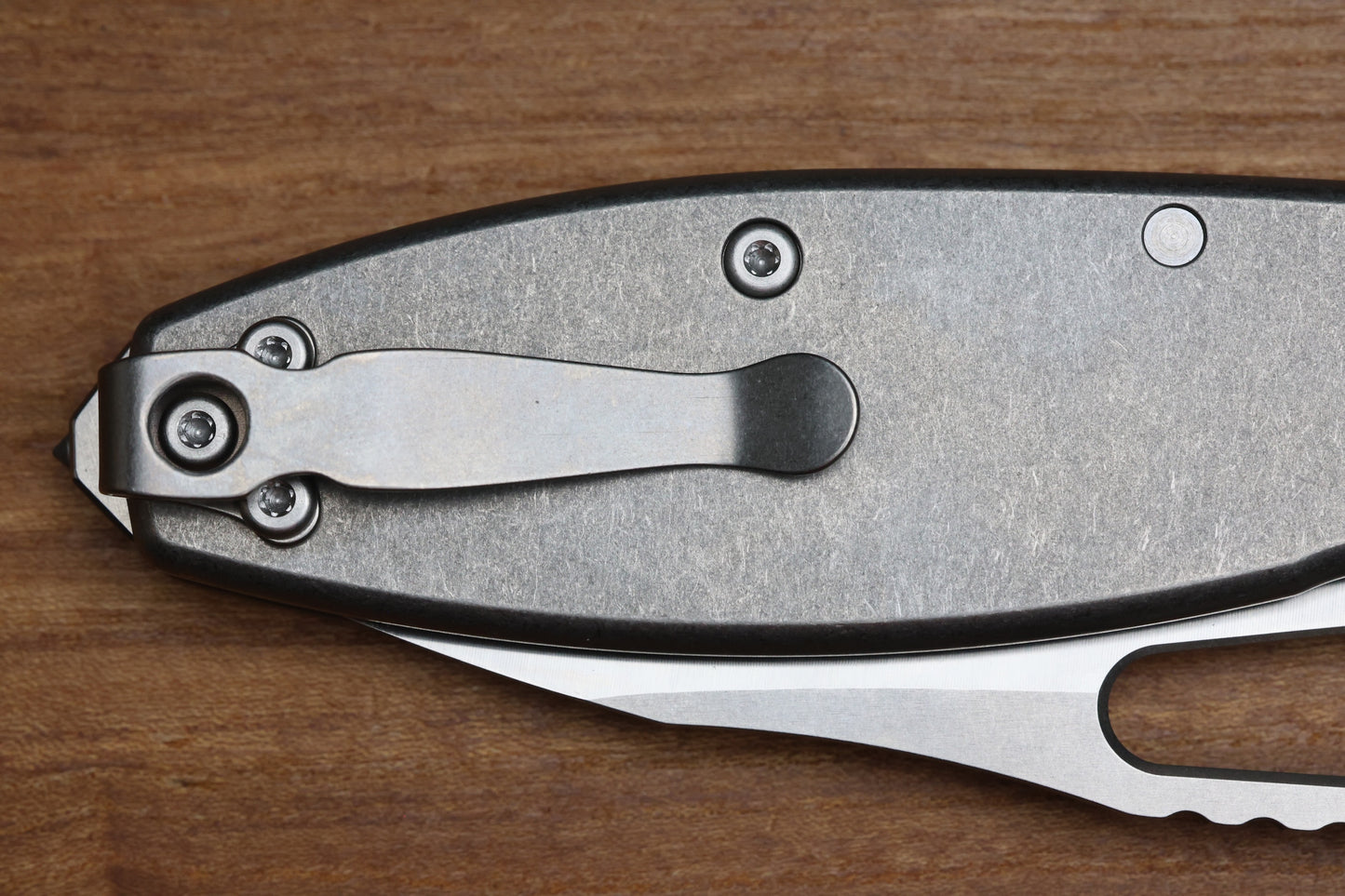 DEMKO KNIVES SHARK-A-TAC SMOOTH TITANIUM HANDLES W/ SPIKE BREAKER & TWO-TONE RAW MAGNACUT