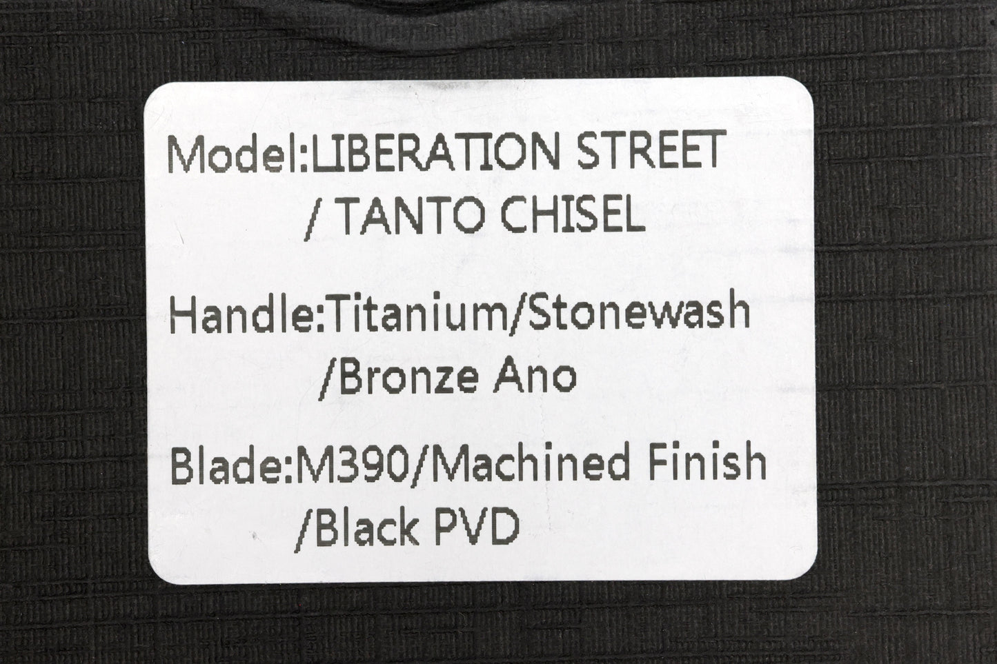 CHAVES KNIVES INTEGRAL ROCKED LIBERATION STREET TANTO CHISEL PVD