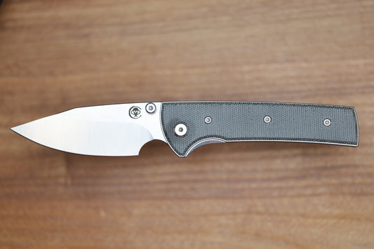 CHAVES KNIVES SCAPEGOAT STREET W/ BLACK MICARTA & SPEAR POINT ELMAX - BLUE LABEL