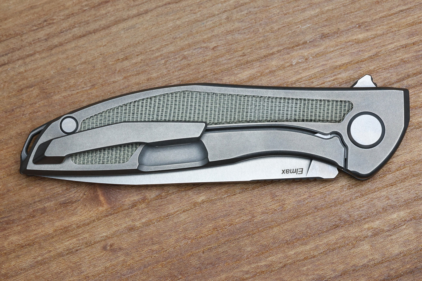 SHIROGOROV NEON NL - ELMAX BLADE - TITANIUM/GREEN CANVAS MICARTA HANDLE - MRBS