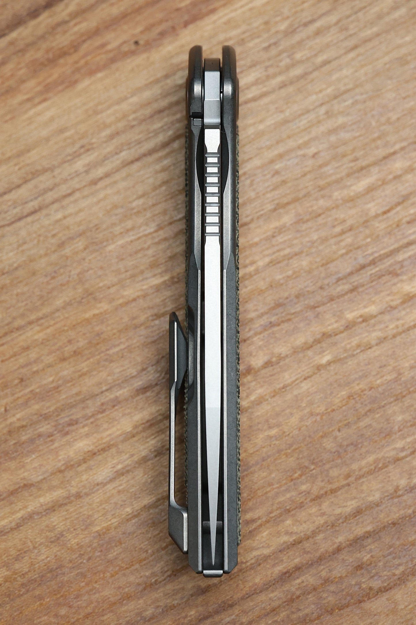 SHIROGOROV NEON NL - ELMAX BLADE - TITANIUM/GREEN CANVAS MICARTA HANDLE - MRBS